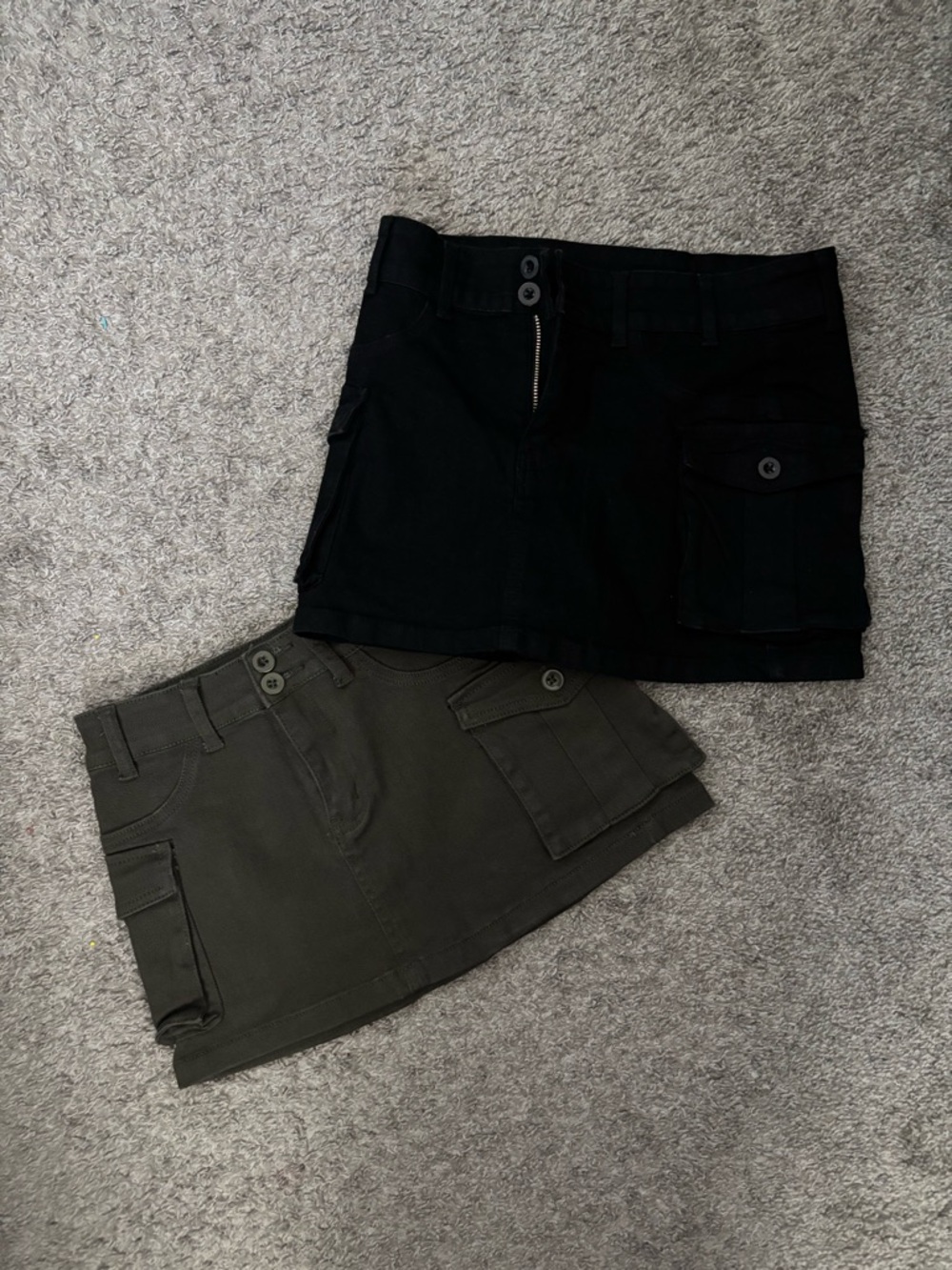2 Cargo Denim Mini Skirts - Women's Casual Utility